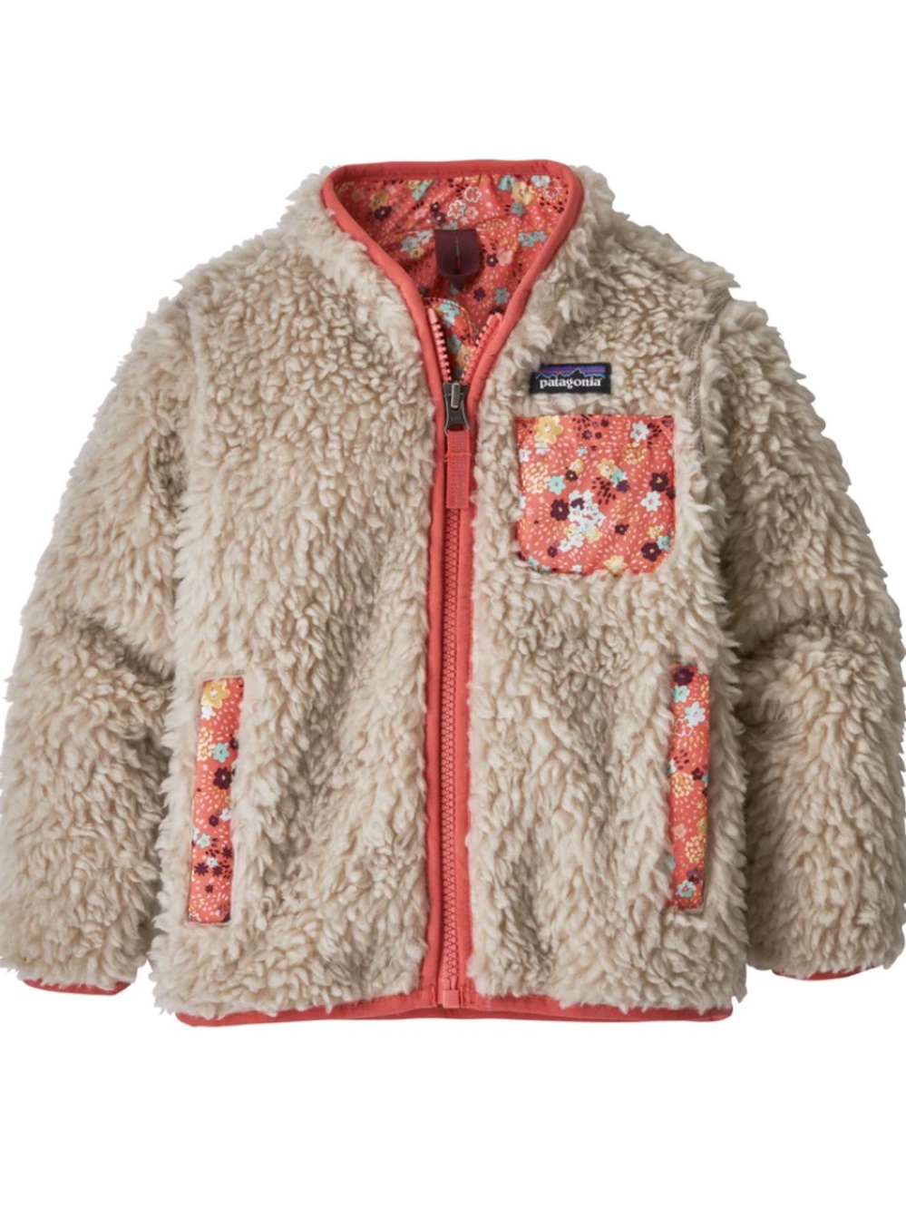 Patagonia Kids Retro-X Floral Lined Jacket in Coral Fleece 3T